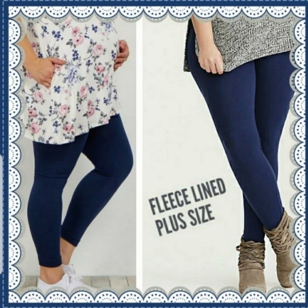 Navy fleece lined plus leggings